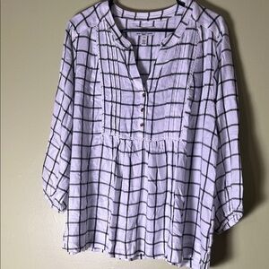 Wrangler Black and White Grid Blouse size Large